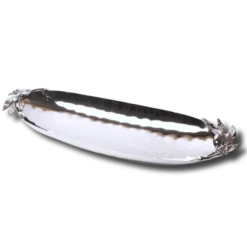 Olive Branch Stainless Steel Oval Bread Bowl