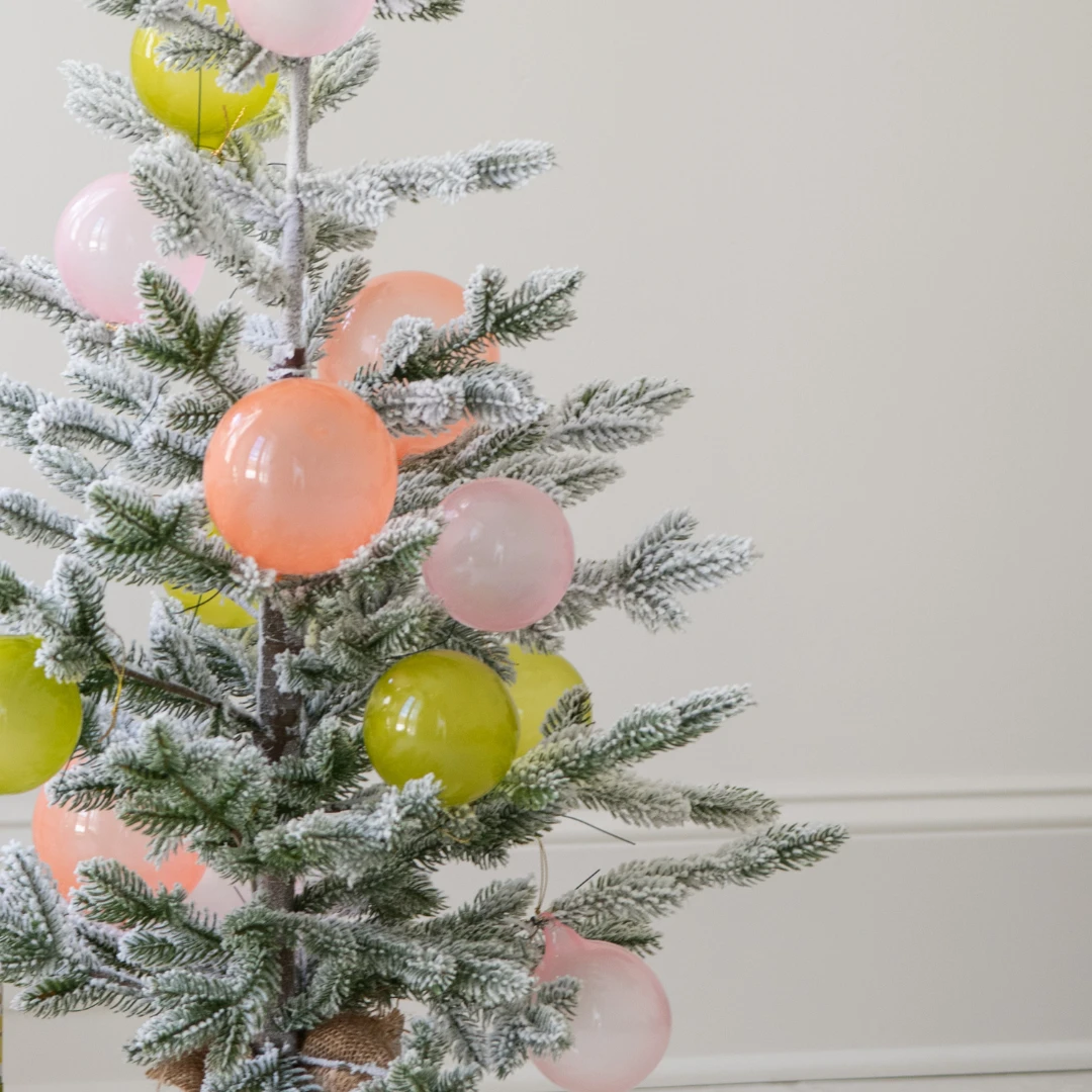 Lime Bubble Gum Glass Ornaments - Set Of 6 4 Lime Bubble Gum Glass Ornaments - Set Of 6 - Image 4