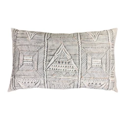 Fortuny Mayan Pillow In Black, White And Tan