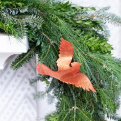 Acrylic Cardinal -THE HOLIDAY SHOP Acrylic Red Cardinal Christmas Ornament on Greenery