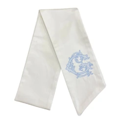 Ivory Monogrammed Wreath Sash -THE HOLIDAY SHOP BabyBlueMonogramSashSILO