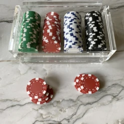 Acrylic Poker Set -THE HOLIDAY SHOP Clay Poker Chips on Marble