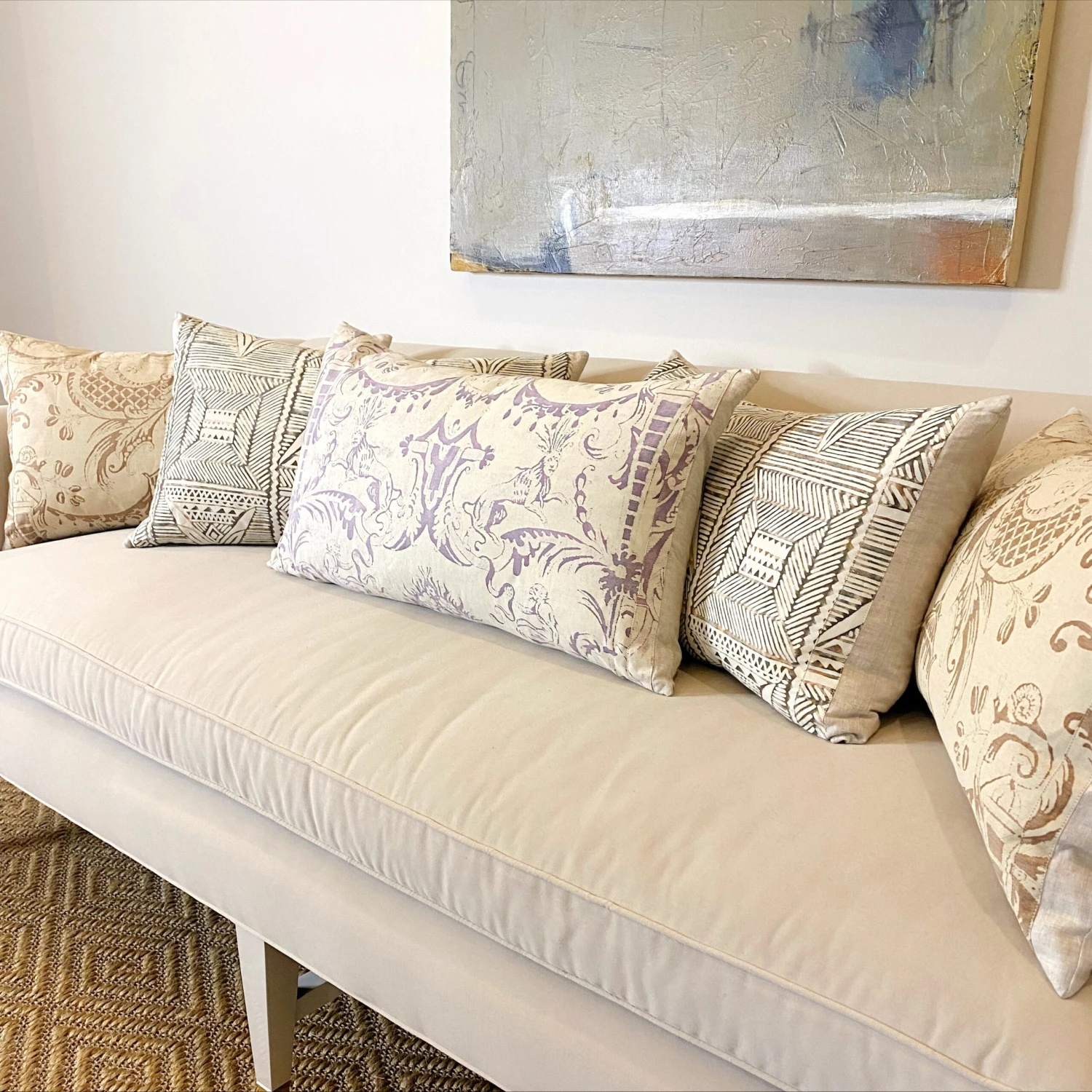 Vintage Fortuny Pillow- Majestic Lavendar 4 Vintage Fortuny Pillow- Majestic Lavendar - Image 4