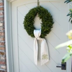 Ivory Monogrammed Wreath Sash -THE HOLIDAY SHOP DoorDecor 10