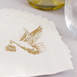 Beverage Napkins With Gold Dove -THE HOLIDAY SHOP FIG 0086