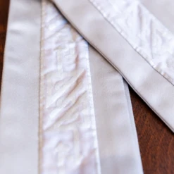 Fortuny Simboli Wreath Sash -THE HOLIDAY SHOP Fortuny Simboli and Gray Wreath Sash Detail