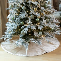 Gold Grain Christmas Tree Skirt -THE HOLIDAY SHOP Full Gold Grain Skirt with Flocked Tree