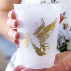 Frosted Party Cups With Gold Dove