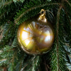Set Of 6 Gold Glass Ornaments -THE HOLIDAY SHOP Gold Glass Ornament silhouette