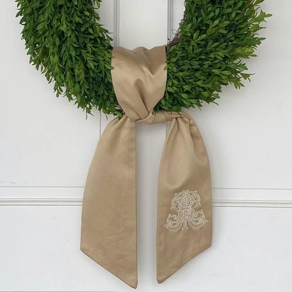 Gold Monogrammed Wreath Sash 1 Gold Monogrammed Wreath Sash