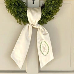 Monogrammed Laurel Wreath Sash -THE HOLIDAY SHOP IMG 1538
