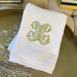 Monogrammed White Cotton Bath And Hand Towels 16 Monogrammed White Cotton Bath And Hand Towels -THE HOLIDAY SHOP IMG 9510