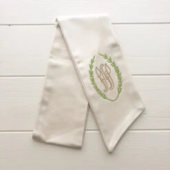 Monogrammed Laurel Wreath Sash -THE HOLIDAY SHOP IMG 9917