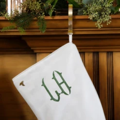Ivory Christmas Stocking 26 Ivory Christmas Stocking -THE HOLIDAY SHOP LH Monogram on Ivory Cuffless Stocking