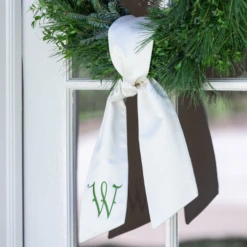 Ivory Monogrammed Wreath Sash