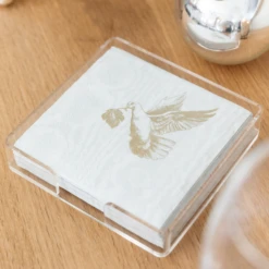 Beverage Napkins With Gold Dove