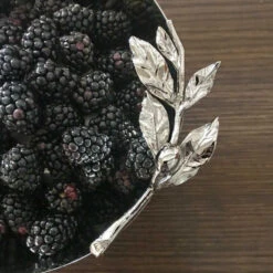 Olive Branch Stainless Steel Bowl -THE HOLIDAY SHOP Olive Branch Silver Bowl Detail