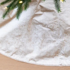 Gold Grain Christmas Tree Skirt -THE HOLIDAY SHOP Overhead Detail of Gold Grain Tree Skirt
