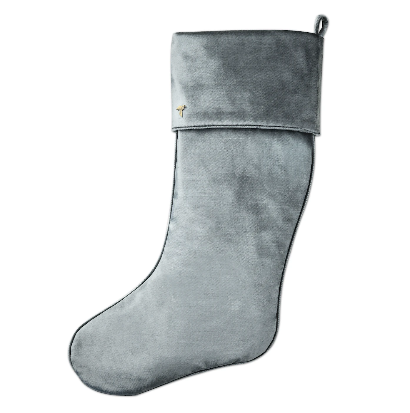 Slate Blue Velvet Stocking With Cuff 1 Slate Blue Velvet Stocking With Cuff