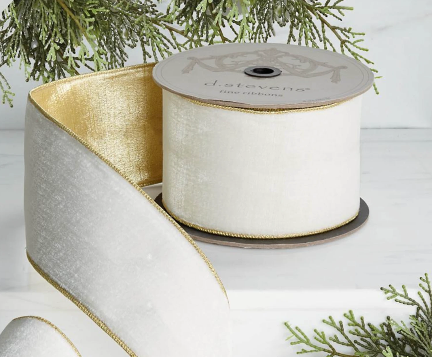 Lush Velvet Metallic White Ribbon 1 Lush Velvet Metallic White Ribbon