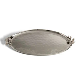 Olive Branch Stainless Steel Oval Tray