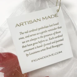 Acrylic Cardinal -THE HOLIDAY SHOP Tag Close Up