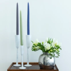 Dripless Taper Candles -THE HOLIDAY SHOP Trio of colored candles