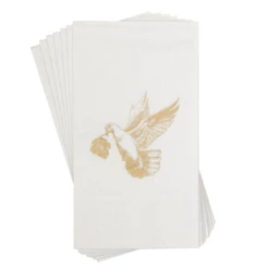 Hand Towels With Gold Dove -THE HOLIDAY SHOP White Paper Hand Towel with Gold Dove