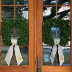 Gray Monogrammed Wreath Sash -THE HOLIDAY SHOP abbies door