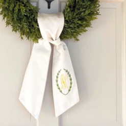 Monogrammed Laurel Wreath Sash -THE HOLIDAY SHOP editedyellow