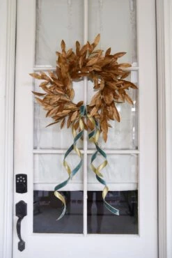Gold Magnolia Wreath 24" 6 Gold Magnolia Wreath 24" -THE HOLIDAY SHOP fall23 14