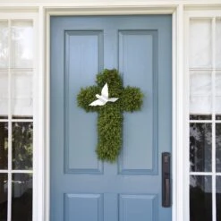 Cross Boxwood Wreath -THE HOLIDAY SHOP springdoor 07