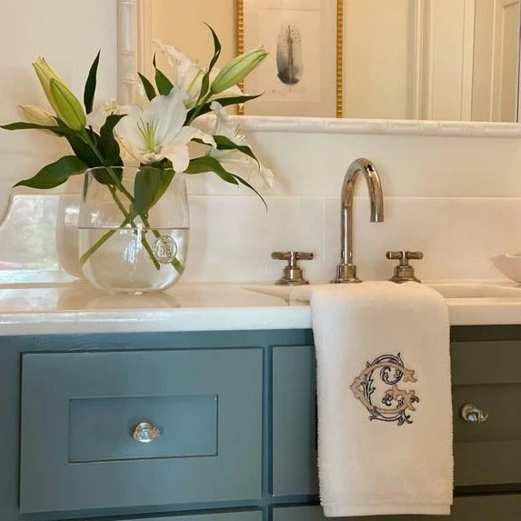 Monogrammed White Cotton Bath And Hand Towels 5 Monogrammed White Cotton Bath And Hand Towels - Image 5